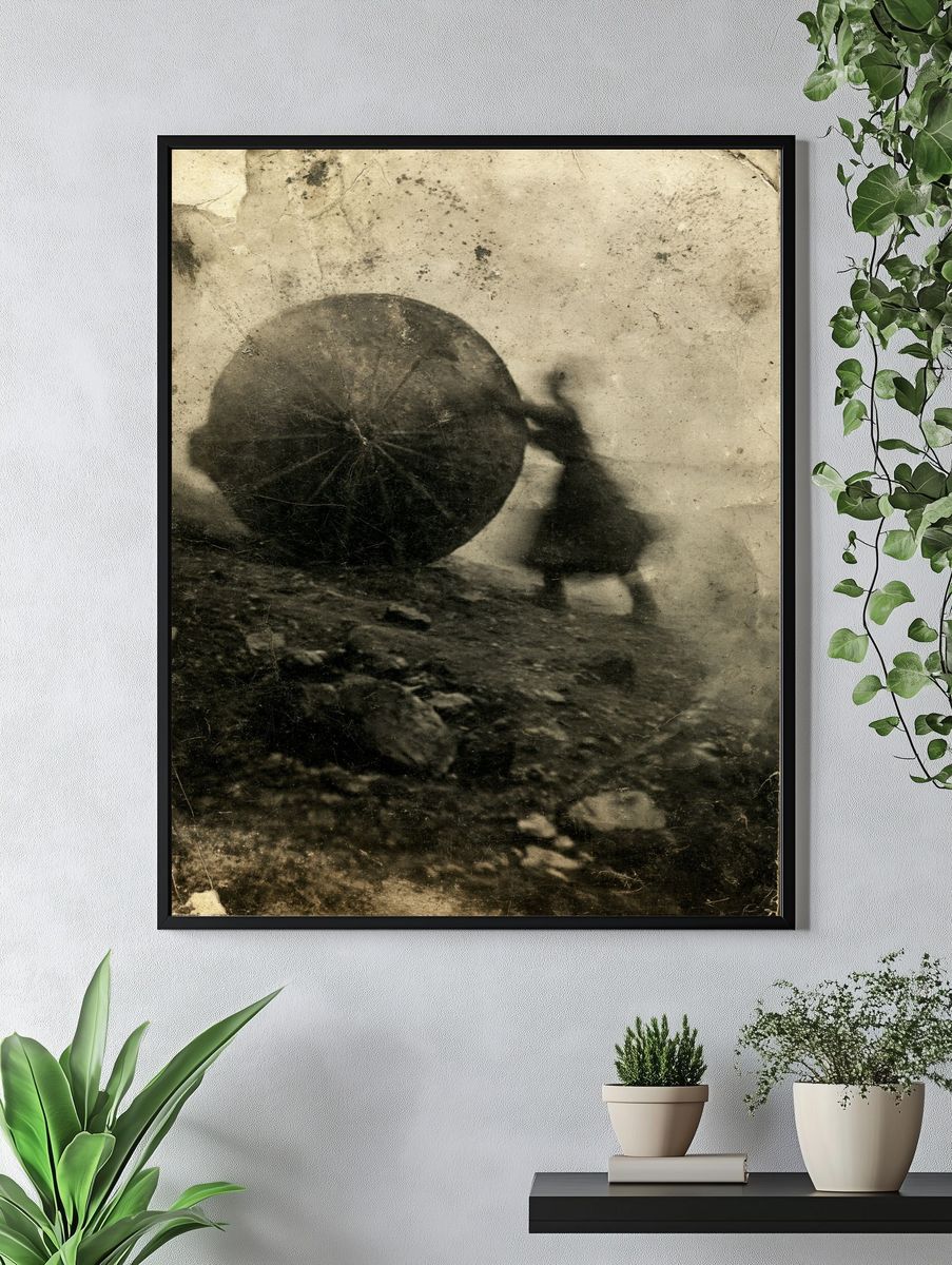 Umbrella Figure Vintage Print. — room view 4
