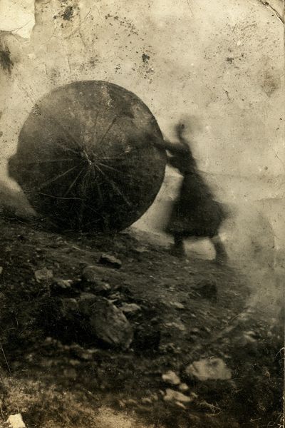 Umbrella Figure Vintage Print.