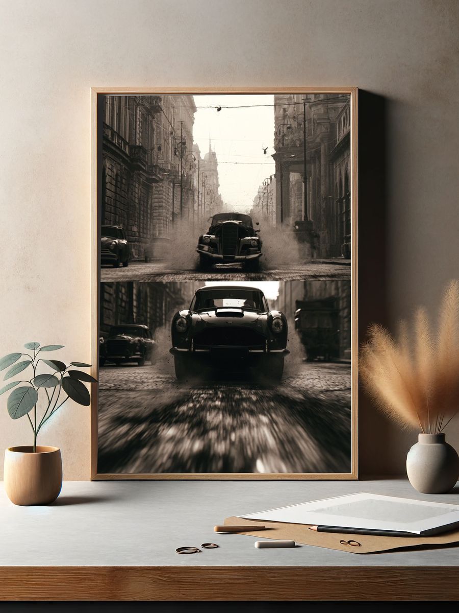 Vintage Street Racing Cars Poster. — room view 2