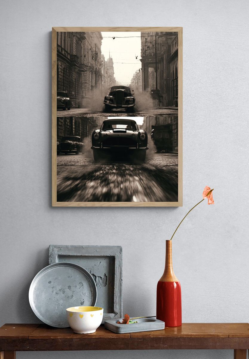 Vintage Street Racing Cars Poster. — room view 3