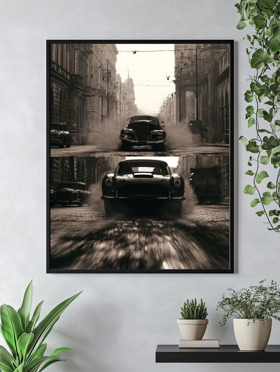 Vintage Street Racing Cars Poster. — room view 4