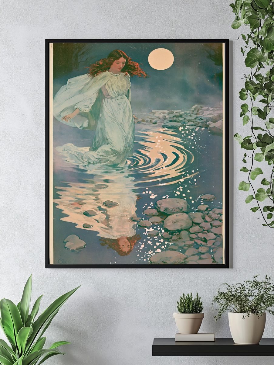 Moonlit Water Spirit Vintage Print. — room view 4