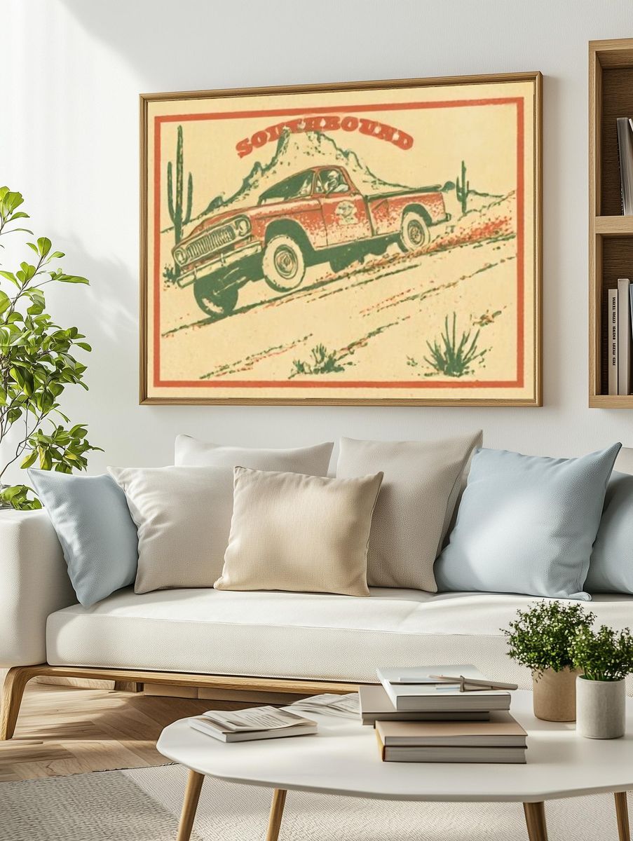 Southbound Desert Truck Vintage Poster. — room view 2