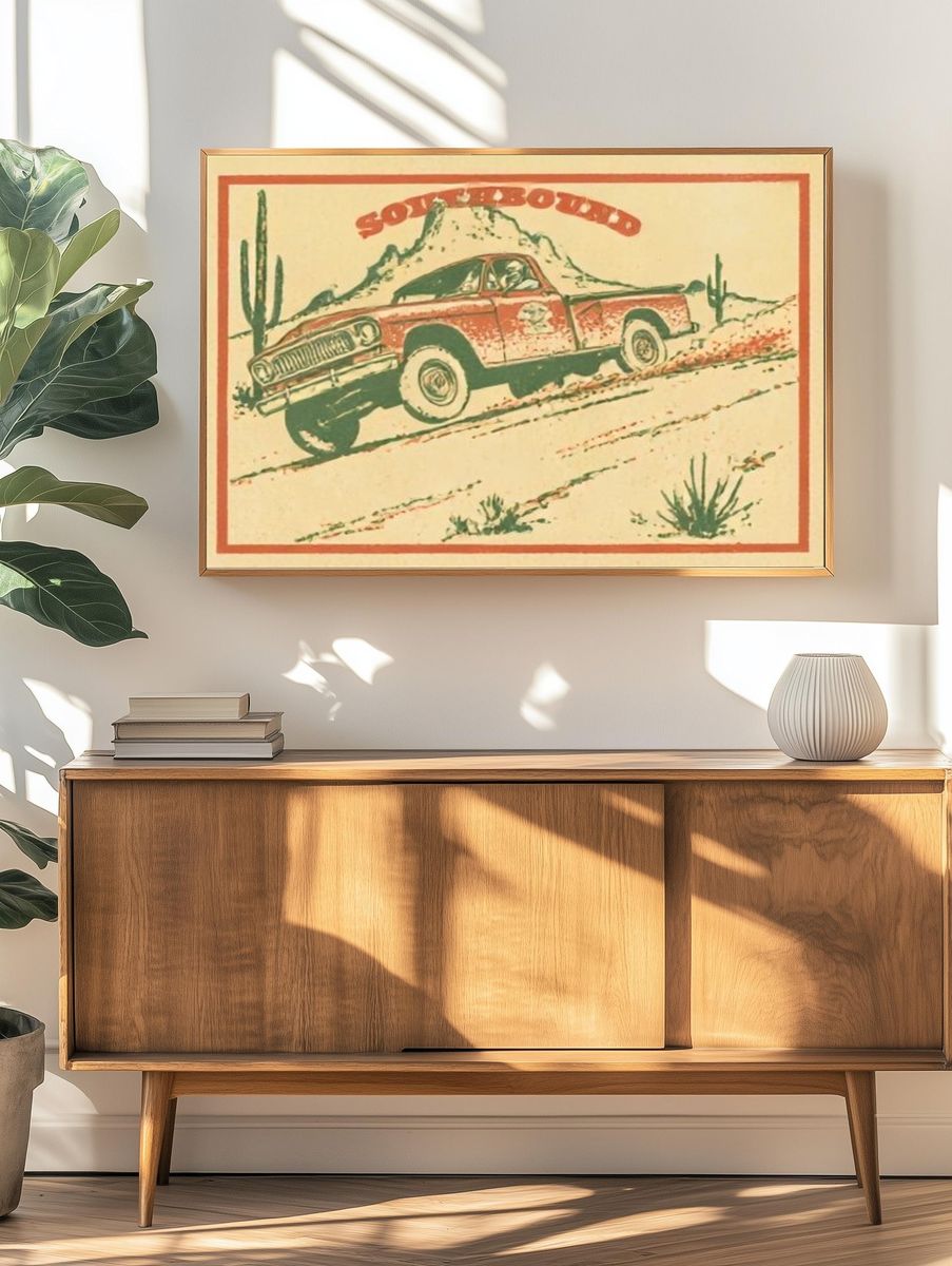 Southbound Desert Truck Vintage Poster. — room view 3