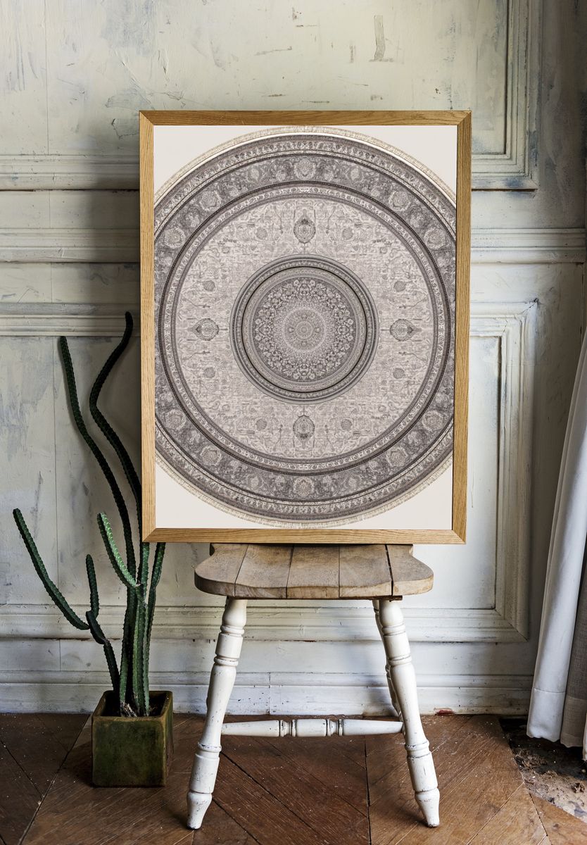 Ornate Circular Medallion Vintage Print. room preview