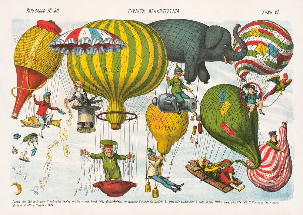 Aerostatic magazine (1878) Rivista aerostatica. poster — vintage art