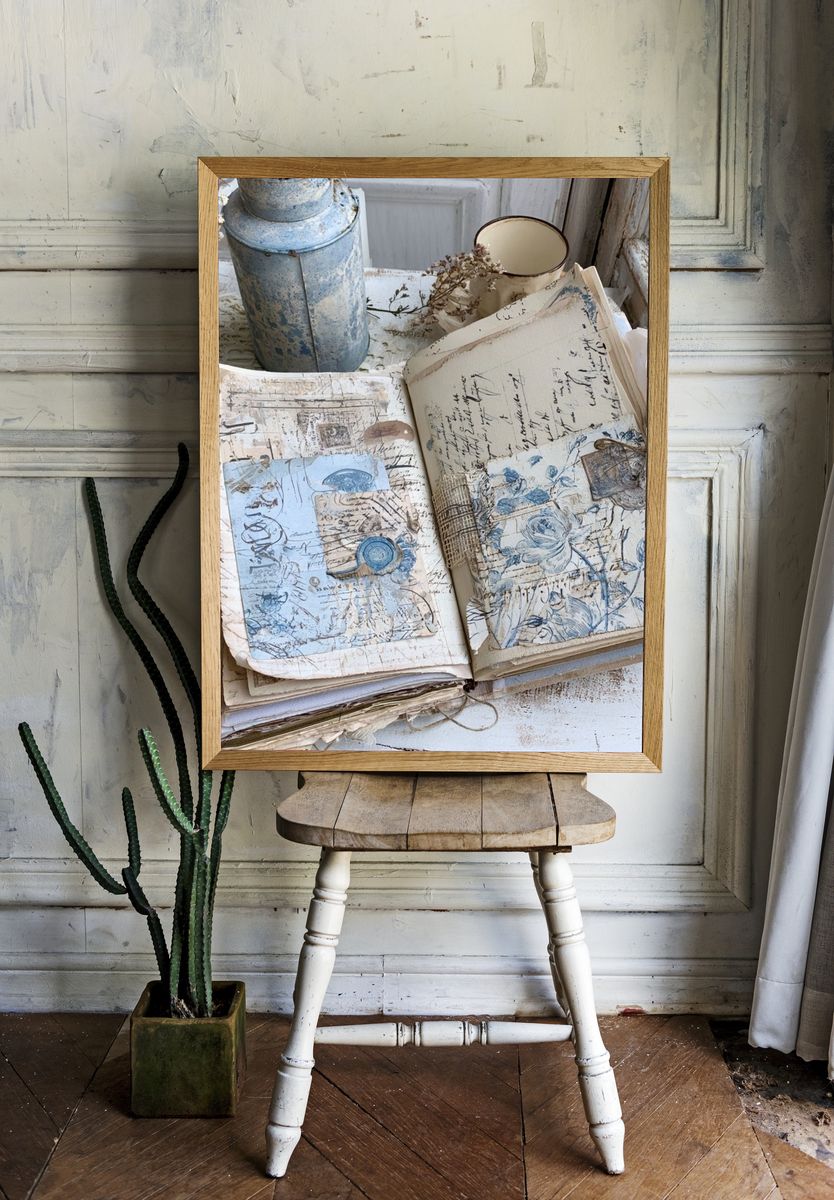 Vintage Journal Still Life Poster. — room view 1