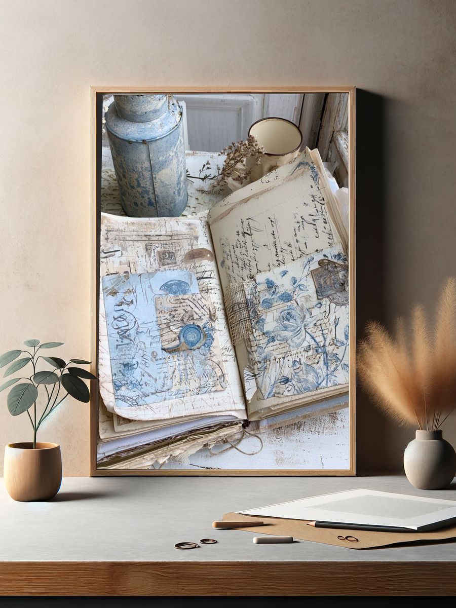 Vintage Journal Still Life Poster. — room view 2