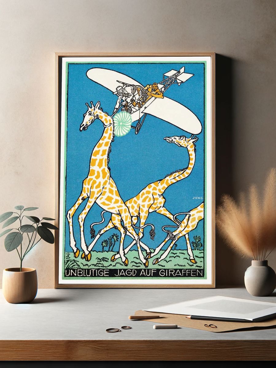 Bloodless Giraffe Hunt (Unblutige Jagd auf Giraffen) (1911) print. — room view 2