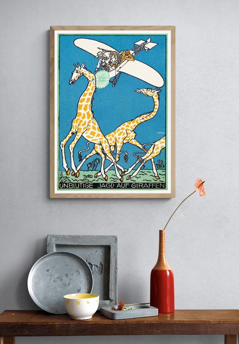 Bloodless Giraffe Hunt (Unblutige Jagd auf Giraffen) (1911) print. — room view 3