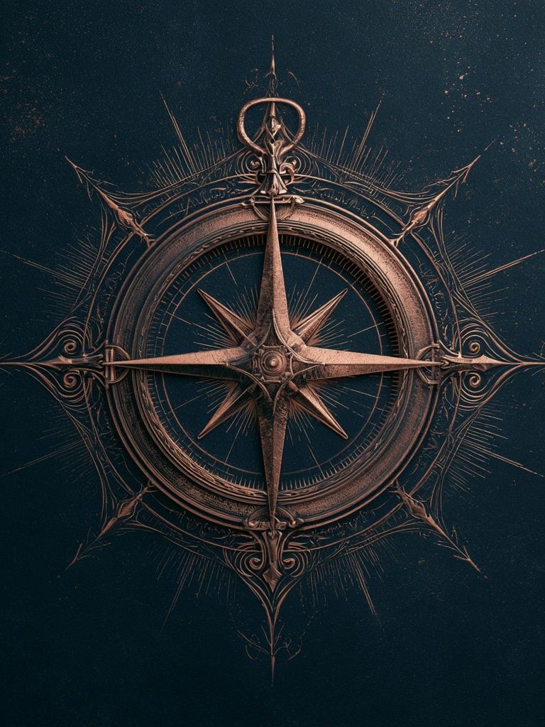 Ornate Compass — Vintage Print. poster detail