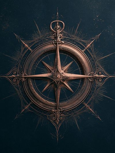 Ornate Compass — Vintage Print.