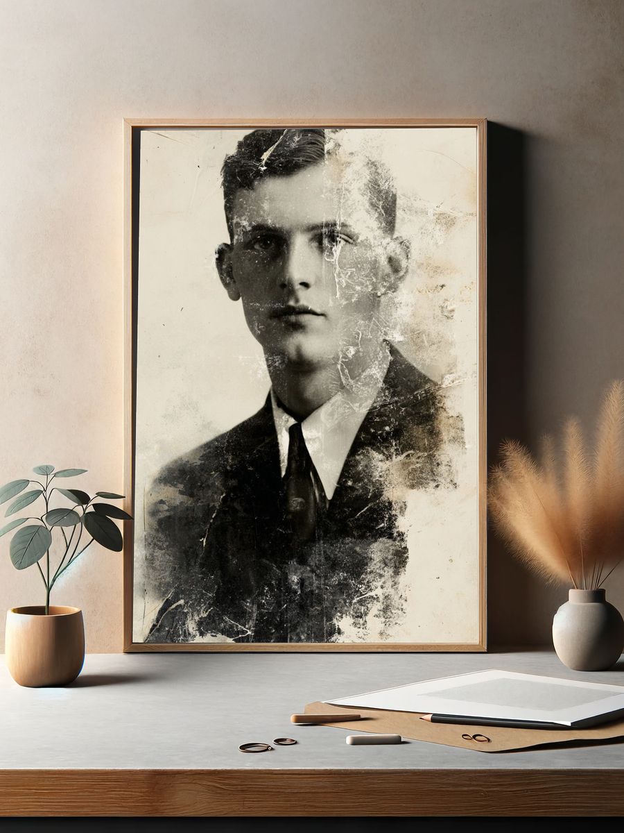 Vintage Male Portrait Print. — room view 2
