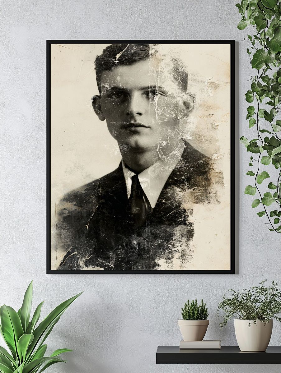 Vintage Male Portrait Print. — room view 4