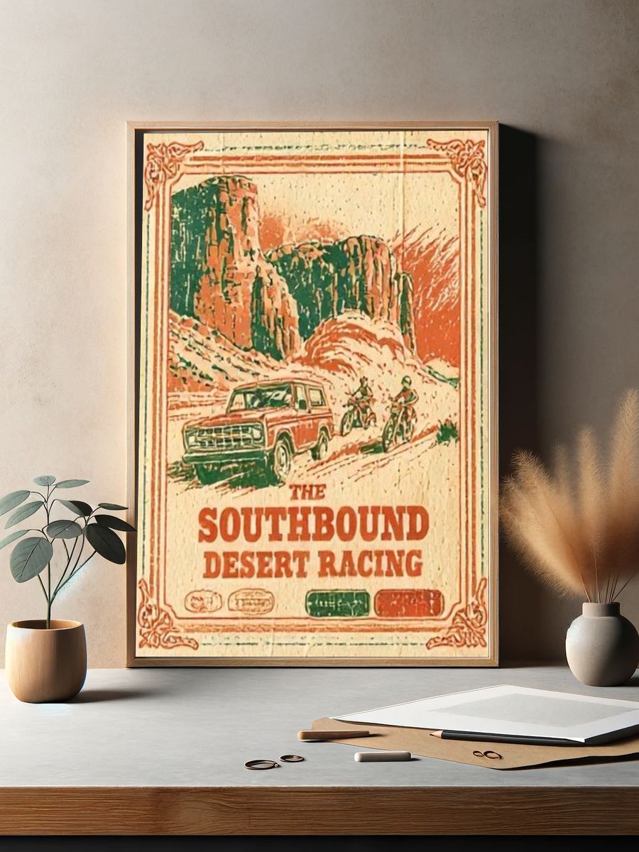 Southbound Desert Racing Vintage Poster. — room view 2