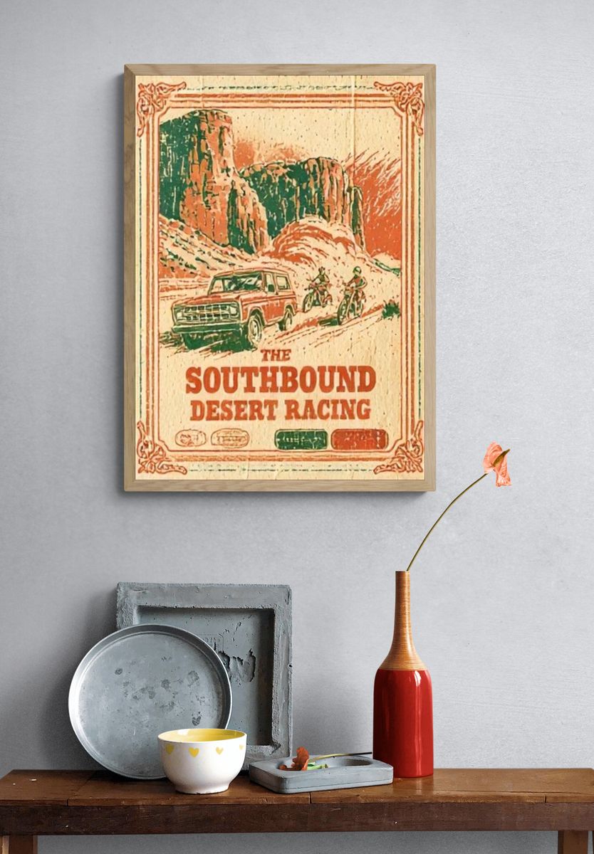 Southbound Desert Racing Vintage Poster. — room view 3