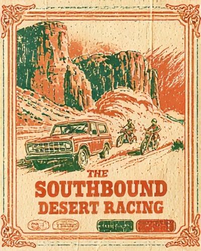 Southbound Desert Racing Vintage Poster.