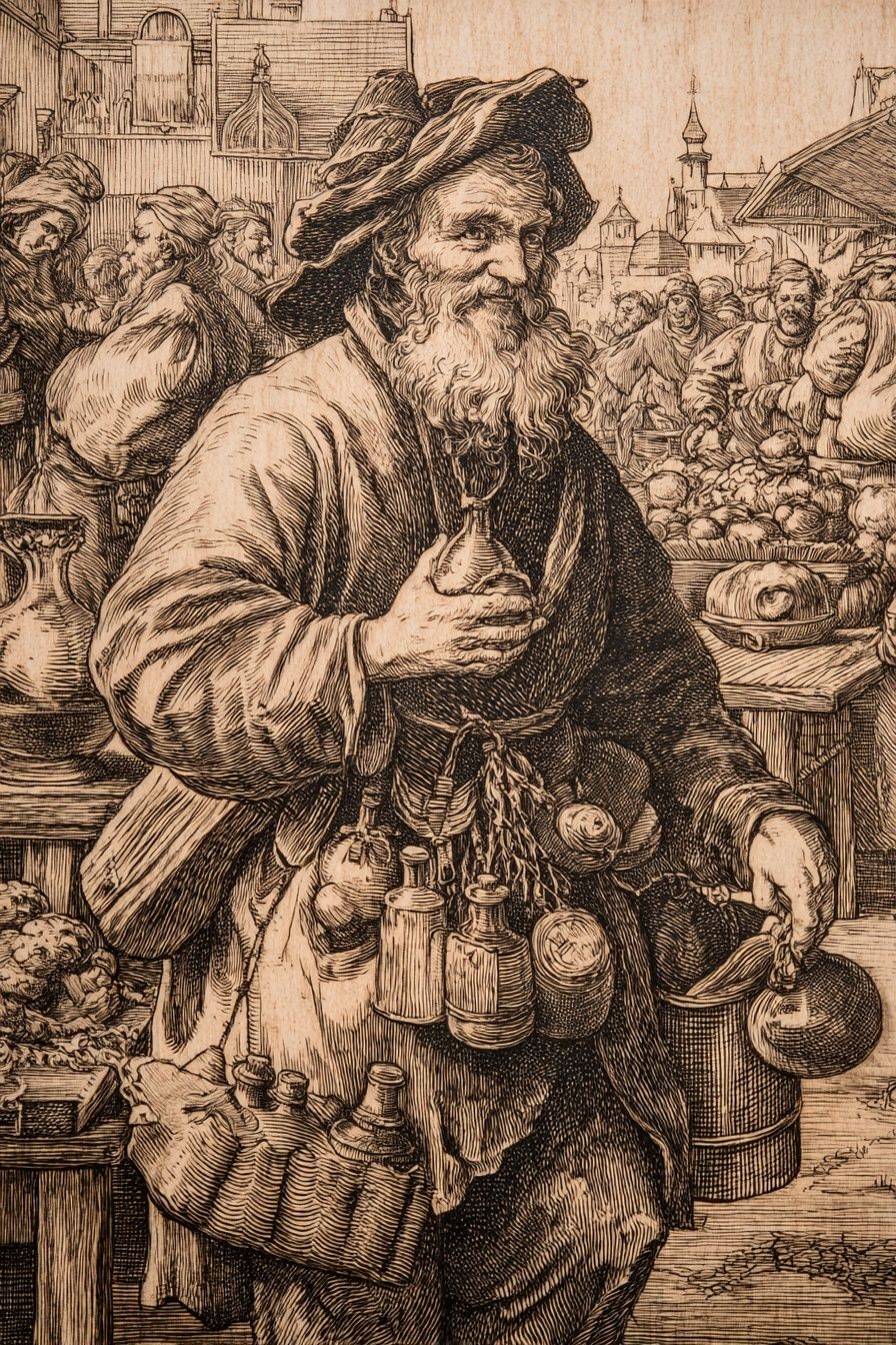 Old Market Vendor Vintage Print. poster detail