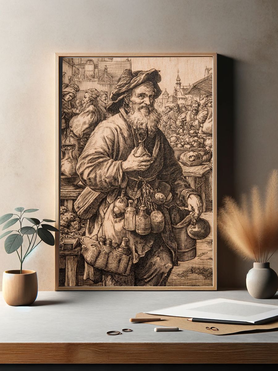 Old Market Vendor Vintage Print. — room view 2