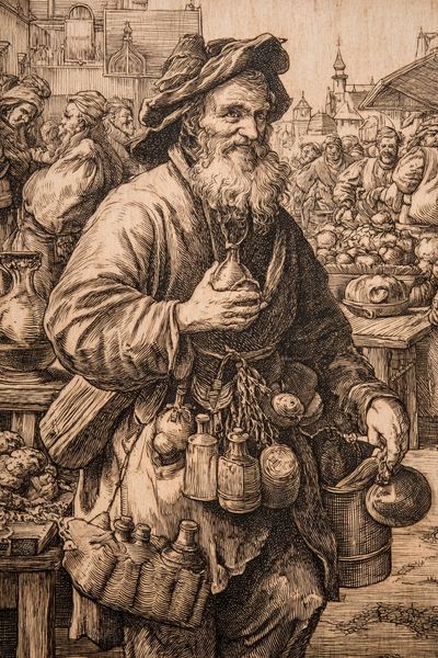 Old Market Vendor Vintage Print