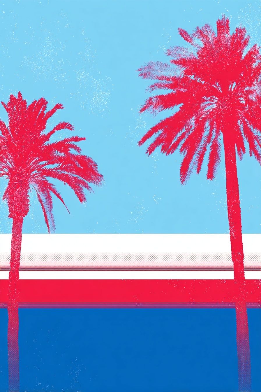 Neon Palm Sunset Poster. poster detail