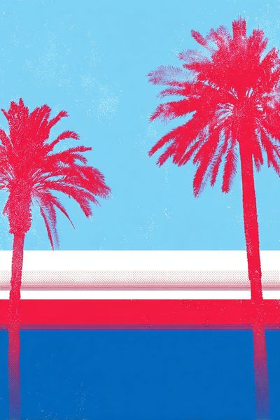 Neon Palm Sunset Poster. poster