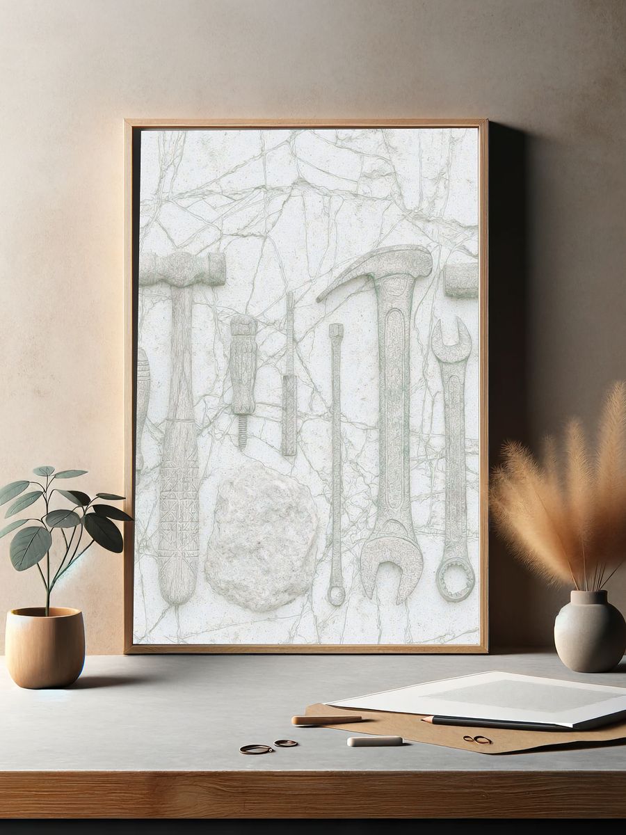 Vintage Tools Still Life Print. — room view 2