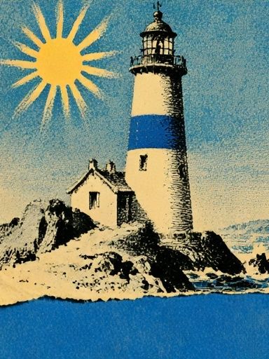 Lighthouse Coastal Vintage Poster. poster detail