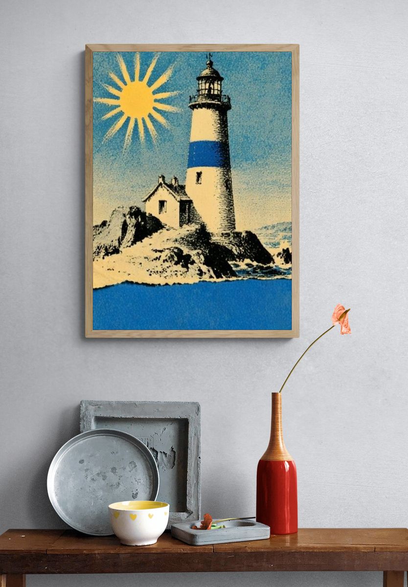 Lighthouse Coastal Vintage Poster. — room view 3