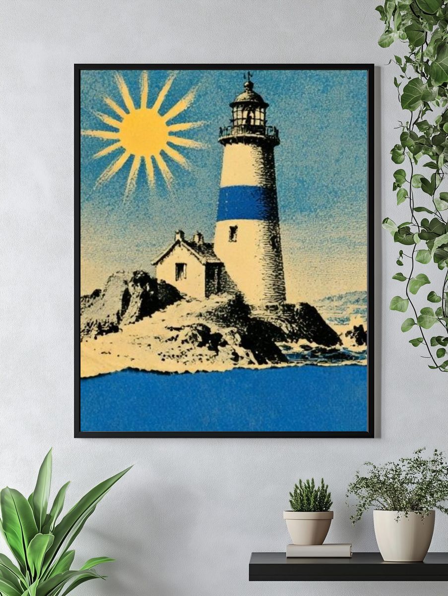 Lighthouse Coastal Vintage Poster. — room view 4