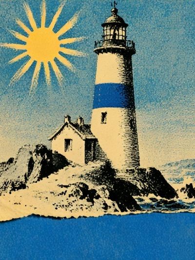 Lighthouse Coastal Vintage Poster.
