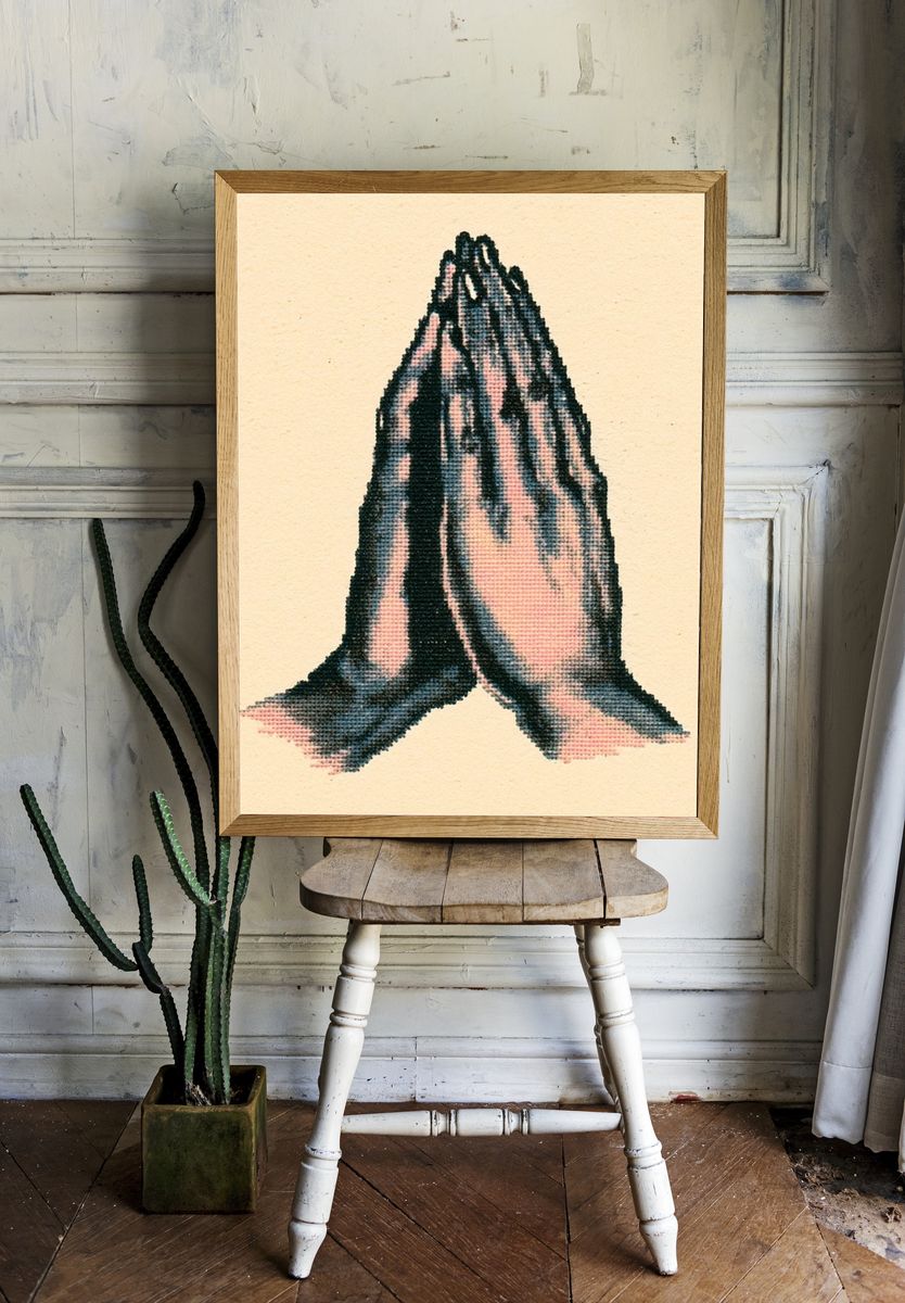 Praying Hands Vintage Print. room preview