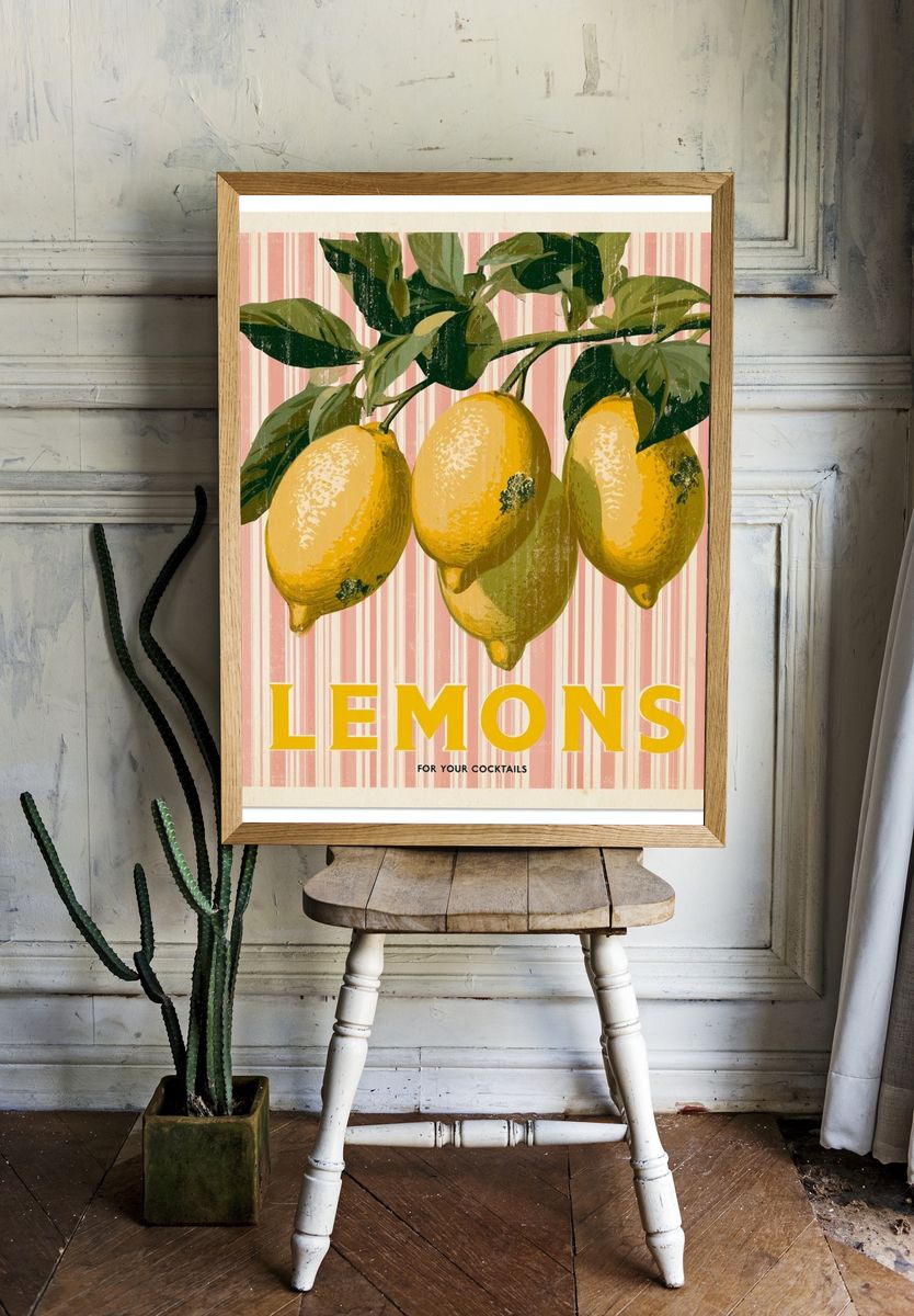 Lemons Vintage Poster. room preview