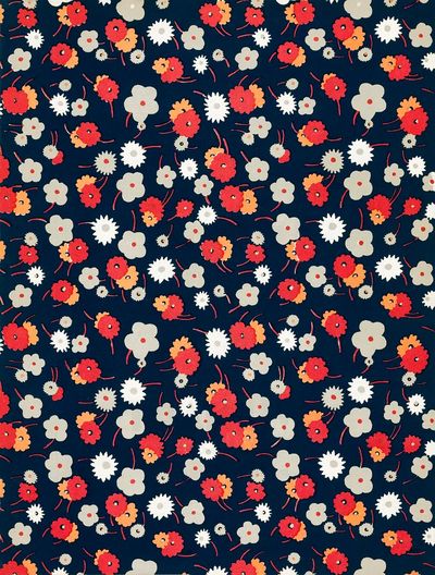 White, gray, pink red flowers. poster