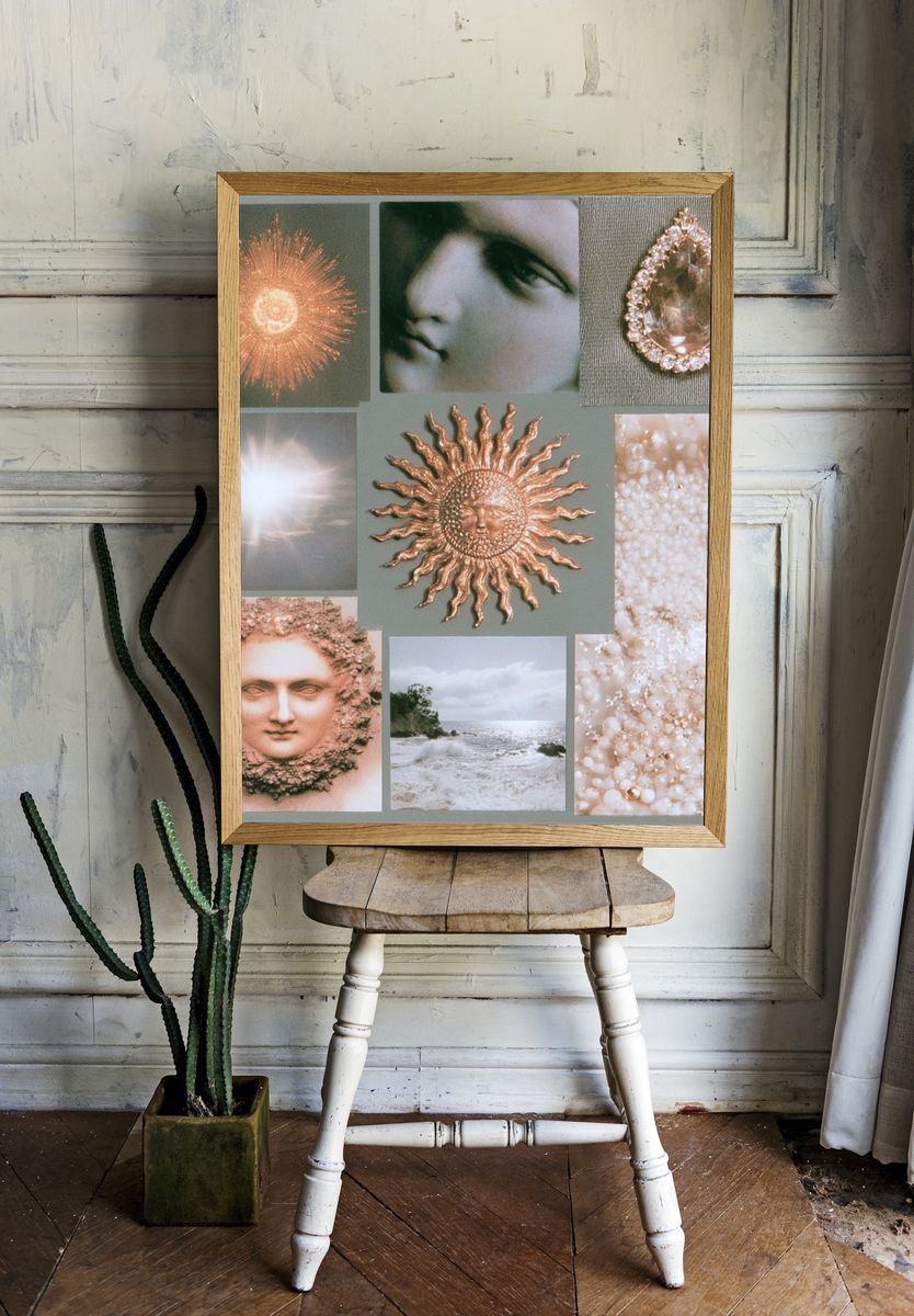 Celestial Collage Vintage Print. room preview