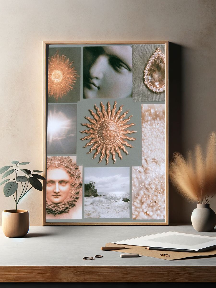 Celestial Collage Vintage Print. — room view 2