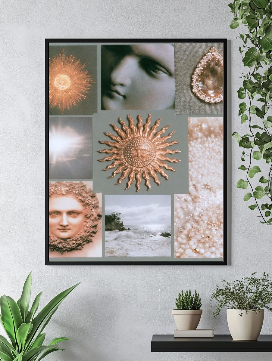 Celestial Collage Vintage Print. — room view 4