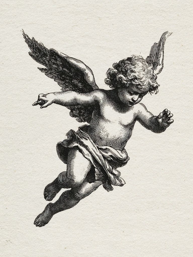 Cherub Engraving Vintage Print. poster detail