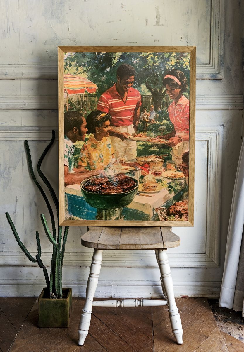 Backyard Family Picnic Vintage Poster. room preview