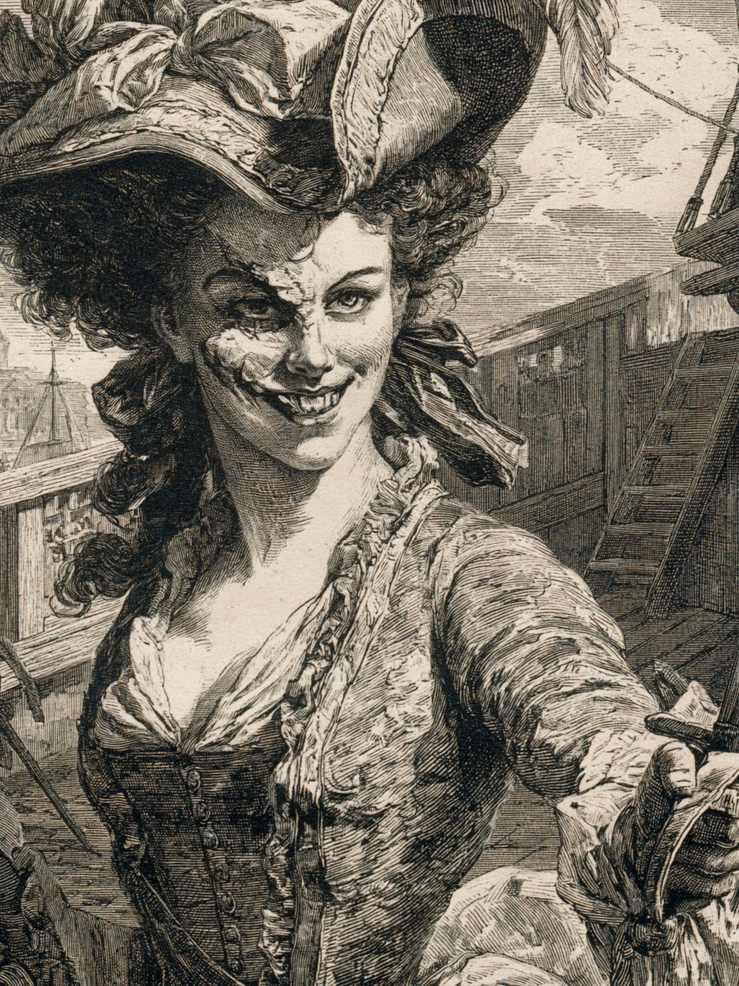 Vintage Pirate Woman Engraving Poster. poster — vintage art