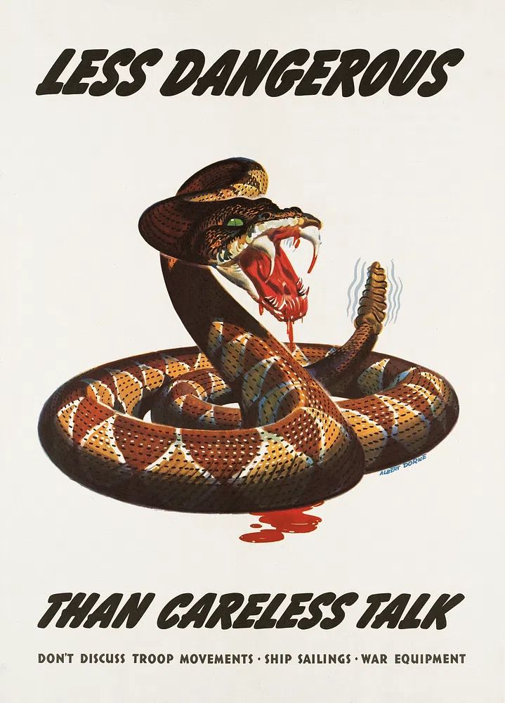 Less dangerous careless talk. Don't. poster detail