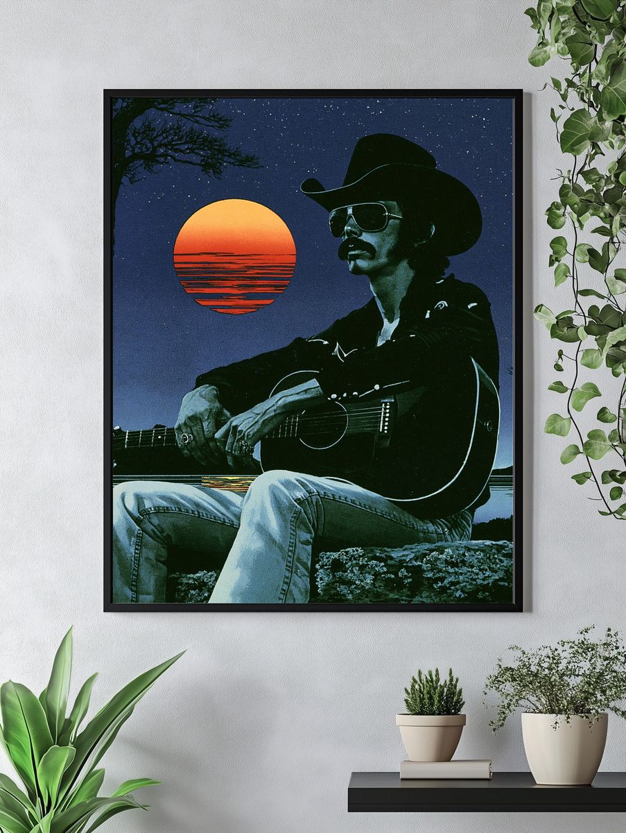 Cowboy Guitar Sunset Poster. — room view 4