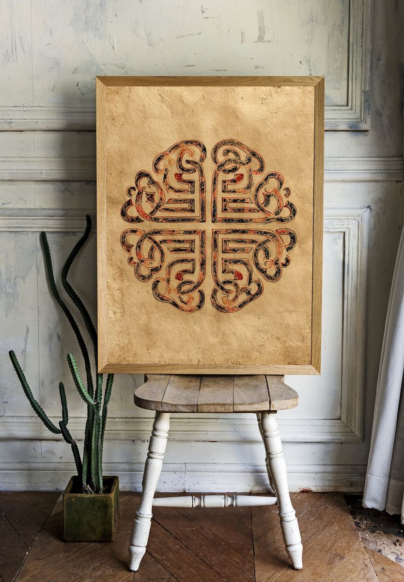 Ornamental Monogram Vintage Print. — room view 1