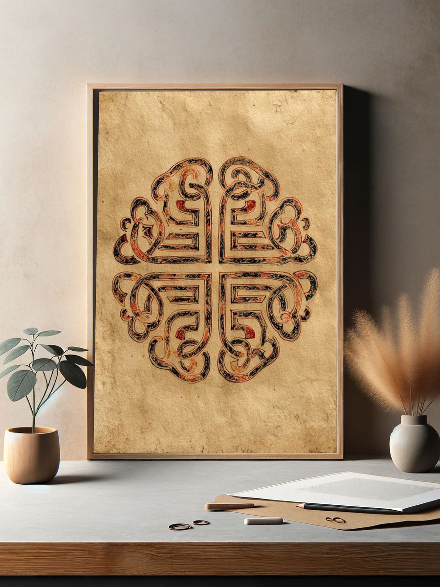 Ornamental Monogram Vintage Print. — room view 2