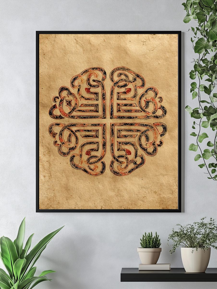 Ornamental Monogram Vintage Print. — room view 4
