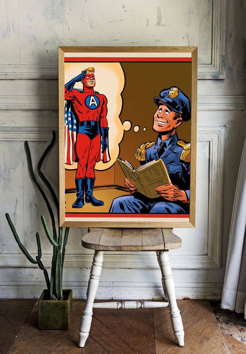 Superhero Daydream Vintage Print. room preview