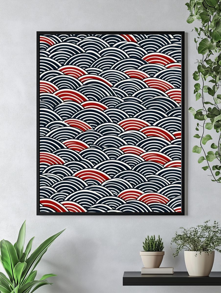 Seigaiha Waves Vintage Print. — room view 4