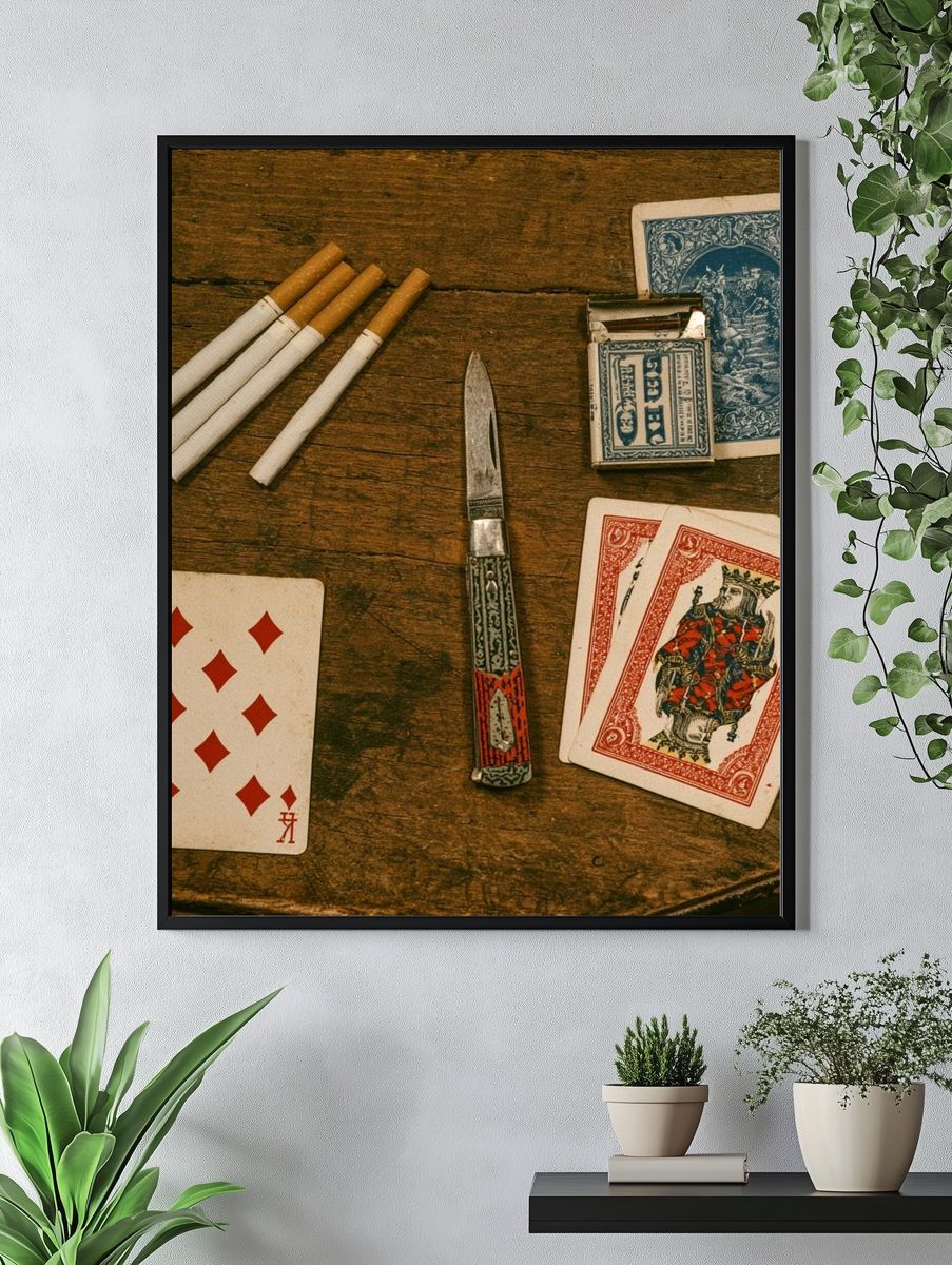 Vintage Card Table Still Life Poster. — room view 4