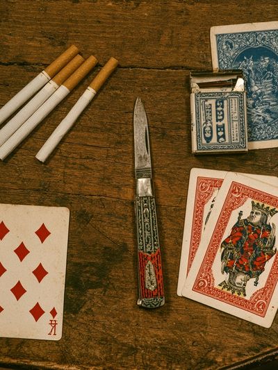 Vintage Card Table Still Life Poster.