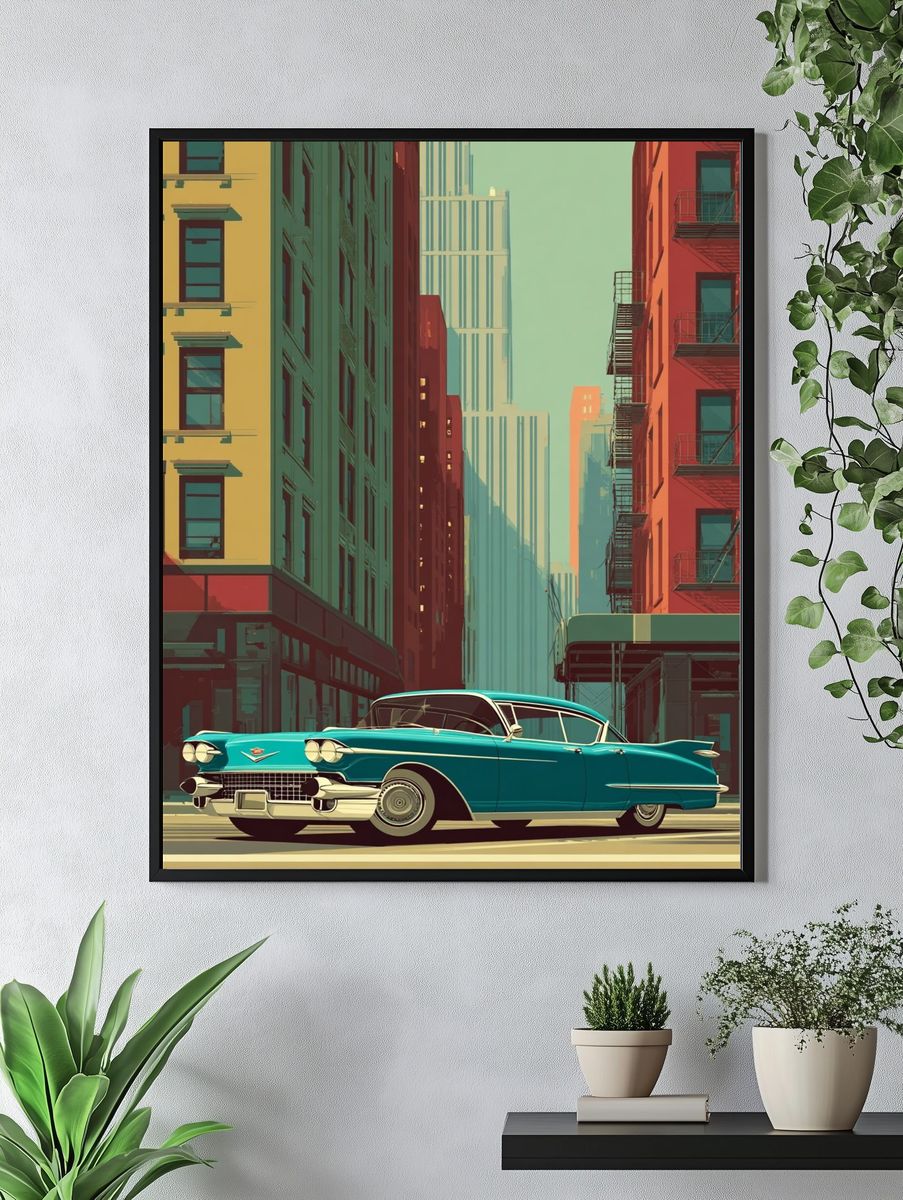 Vintage Cadillac City Street Poster. — room view 4